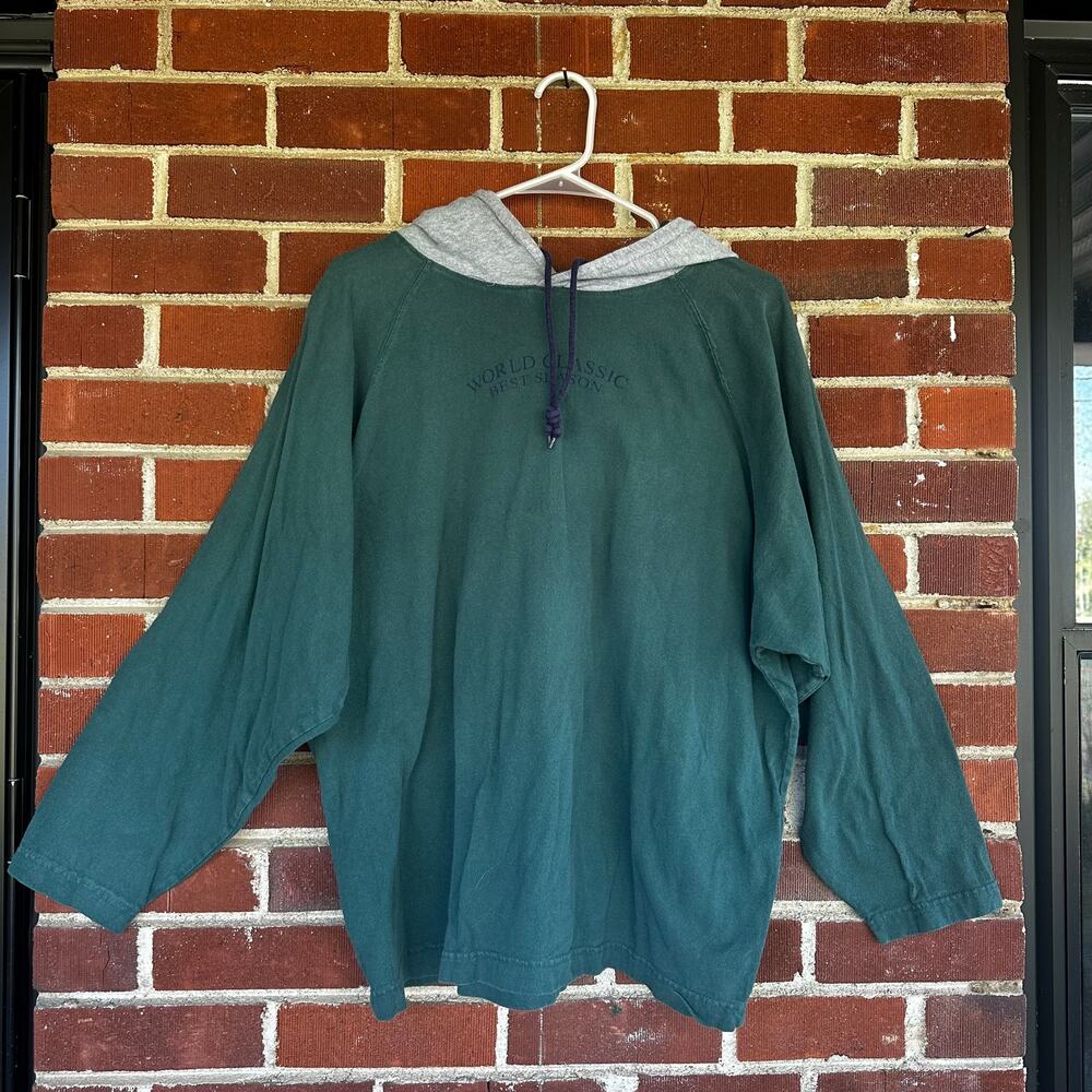 Vintage Gap Green Hooded Long Sleeve Shirt Contrast Hood L